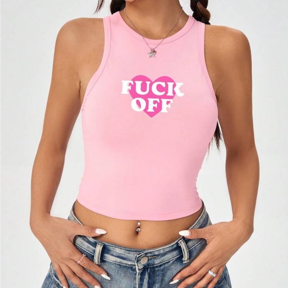 Casual Simple Letter And Love Heart Pattern Slim Fit Women's Tank Top - Picture 5 of 6